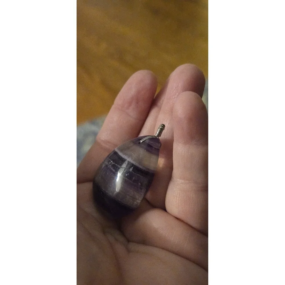 Purple Polished Fluorite Stone For Pendant Healing